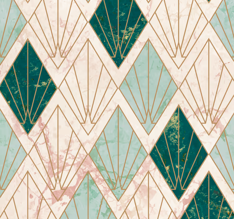 Fliesen Tapeten Art deco meergrünes Muster - TenStickers