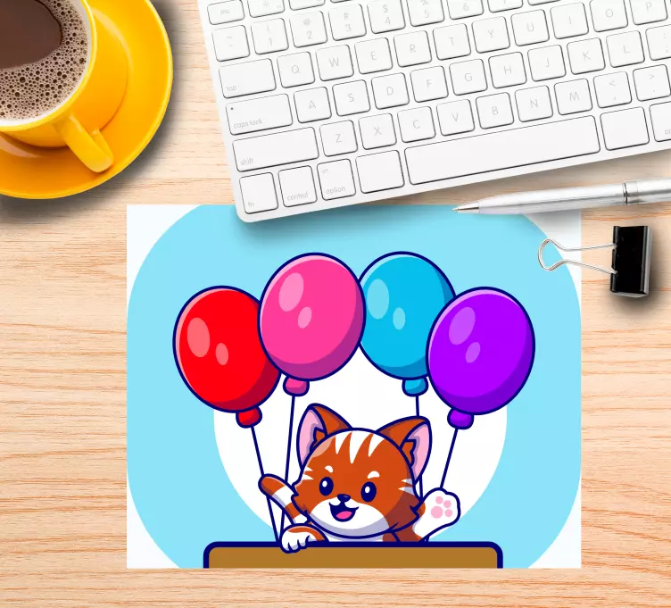 Anime mauspad mit süßen katzenballons - TenStickers