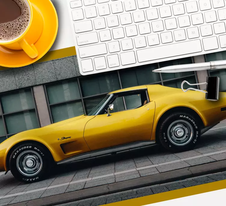 Gaming mauspad elegantes gelbes sportauto - TenStickers