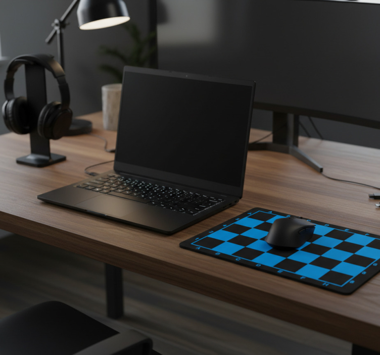 Gaming mauspad in blau und schwarz schachbrettdesign - TenStickers