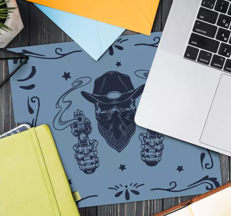 Gaming mauspad mit cowboy revolverheld illustration - TenStickers
