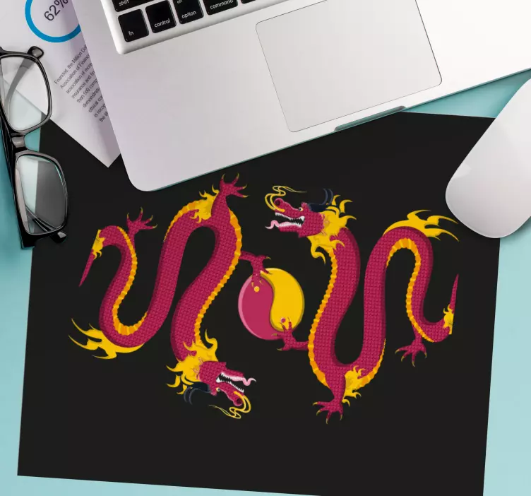 Gaming mauspad mit filigranem drachenmotiv - TenStickers