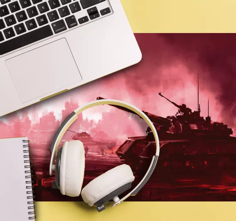 Gaming mauspad mit panzerschlacht szene - TenStickers