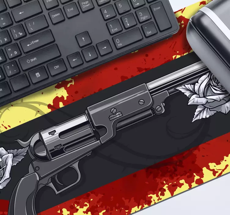 Gaming mauspad revolver mit rosen - TenStickers