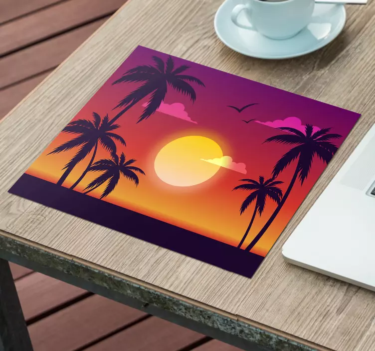 Gaming mauspad silhouette von palmen im sonnenuntergang - TenStickers