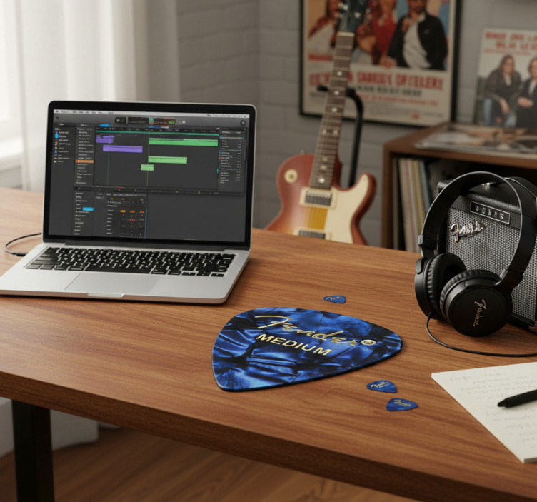 Mauspad mit blauer fender gitarren-pick - TenStickers