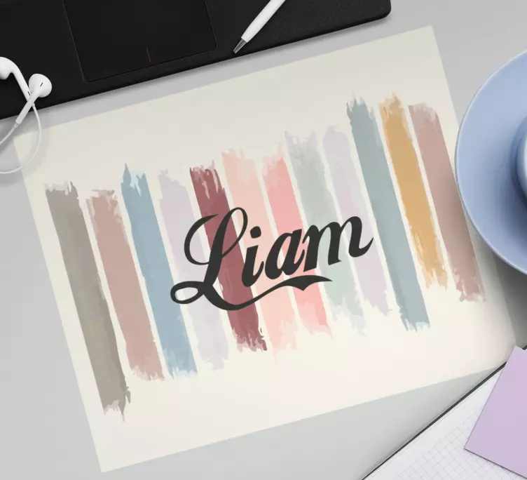 Mauspad mit namen bunte pinselstriche - TenStickers