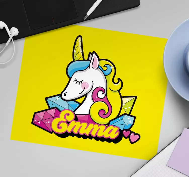 Mauspad mit namen einhorn charakter kunstwerk - TenStickers