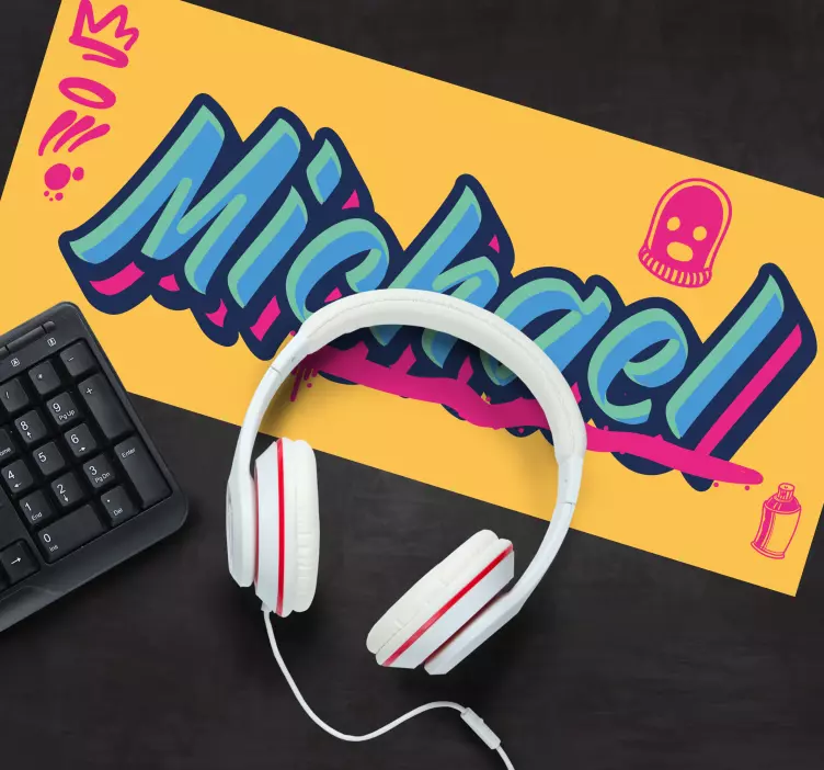 Mauspad mit namen im bunten design - TenStickers