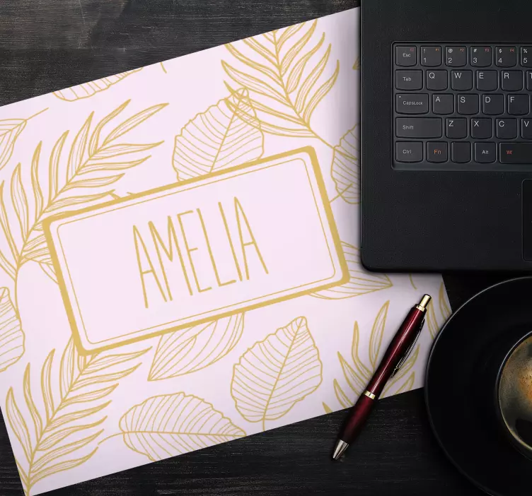 Mauspad mit namen im eleganten blattmuster - TenStickers