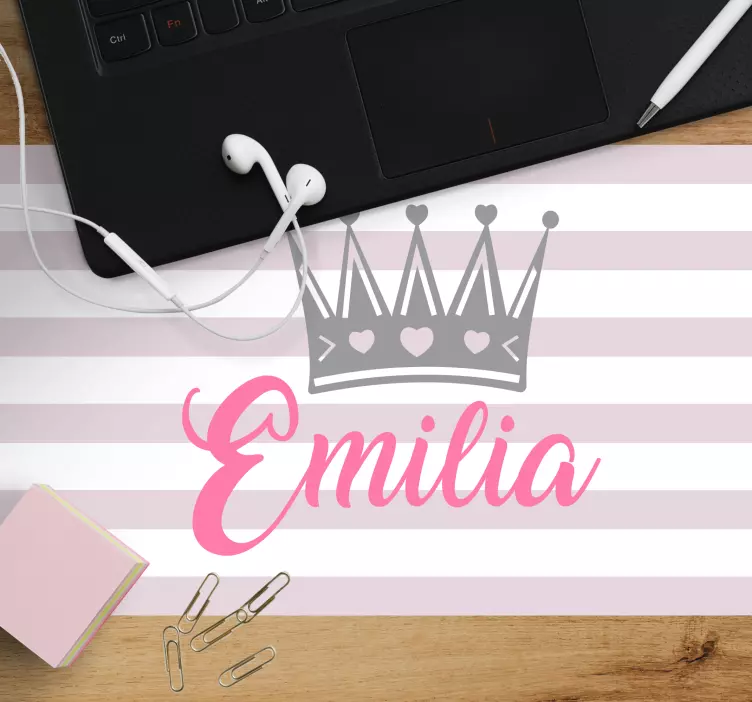 Mauspad mit namen krone personalisiert emilia - TenStickers