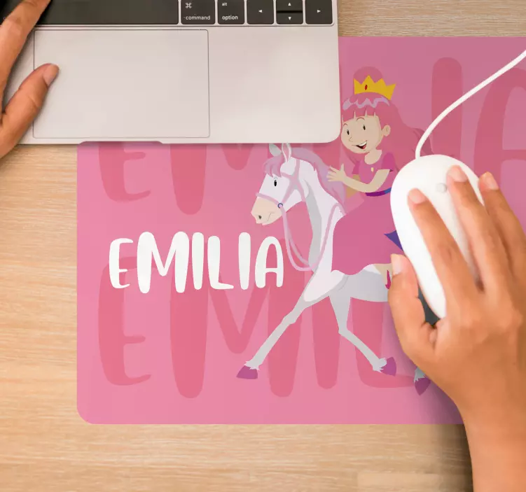 Mauspad mit namen prinzessin auf einhorn reitend - TenStickers
