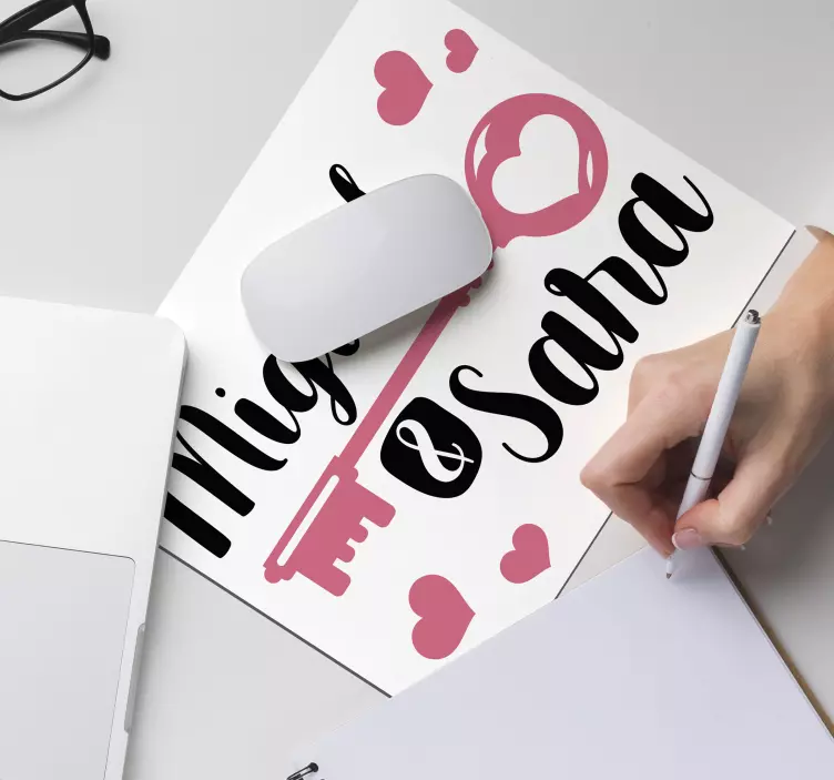 Mauspad mit namen schlüssel liebesgeschichte - TenStickers