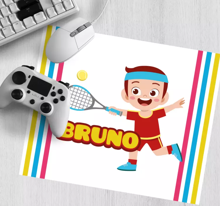 Mauspad mit namen verspielter tennischarakter - TenStickers