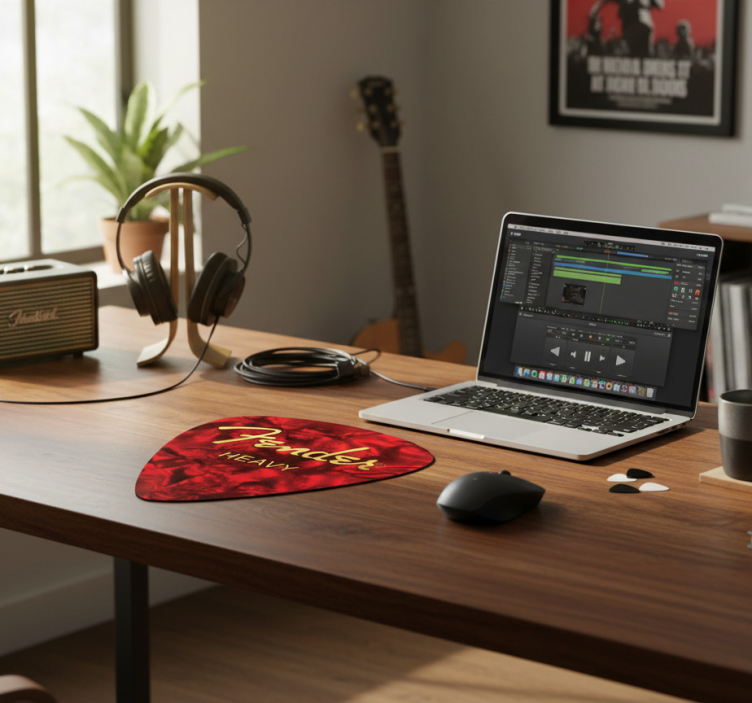 Mauspad mit rotem fender gitarrenplektrum - TenStickers