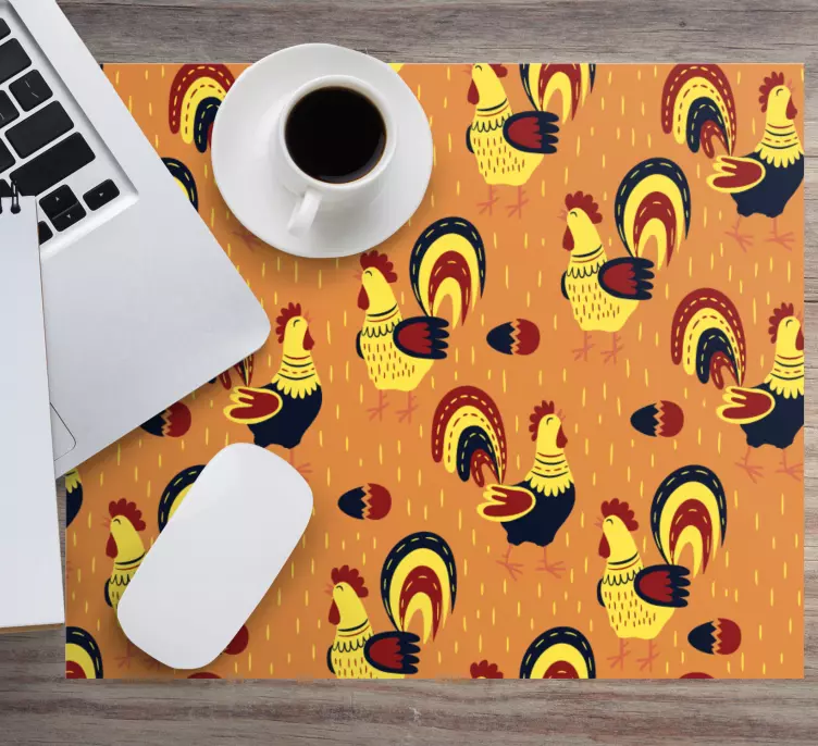 Mauspad muster buntes hahnmotiv - TenStickers