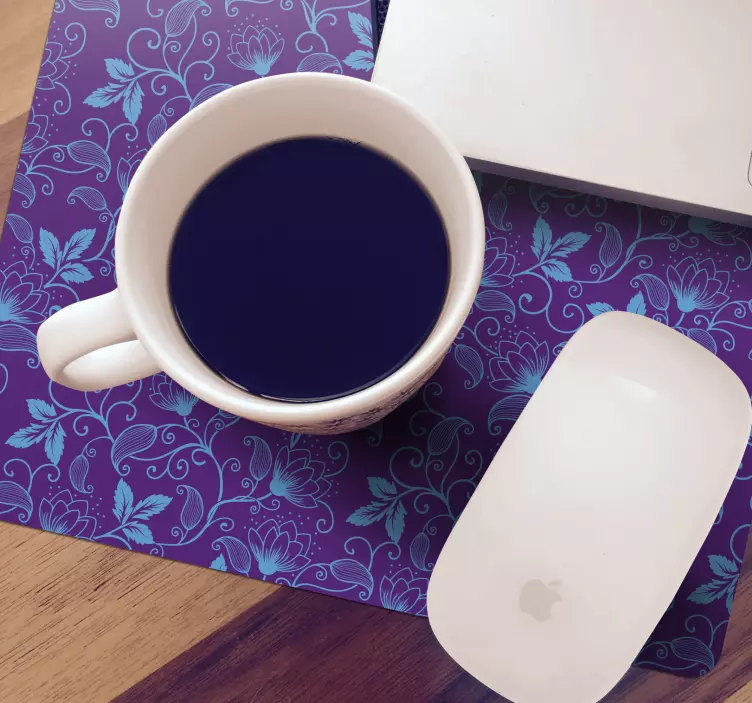 Mauspad muster florale blaue details - TenStickers