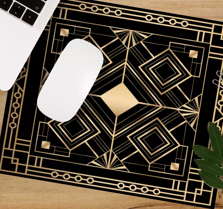 Mauspad muster geometrisch schwarz und gold - TenStickers