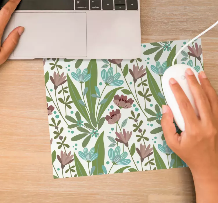 Mauspad muster mit floralem grünmotiv - TenStickers