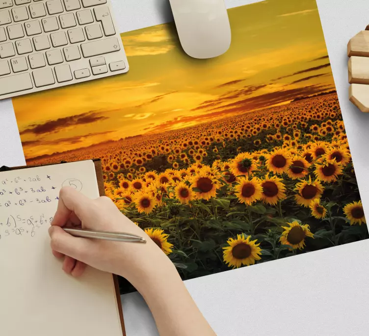 Mauspad muster sonnenblumenfeld sonnenuntergang - TenStickers