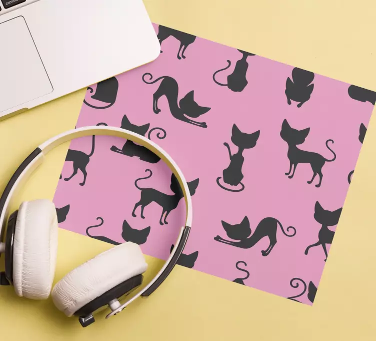 Mauspad muster verspielte katzensilhouetten - TenStickers