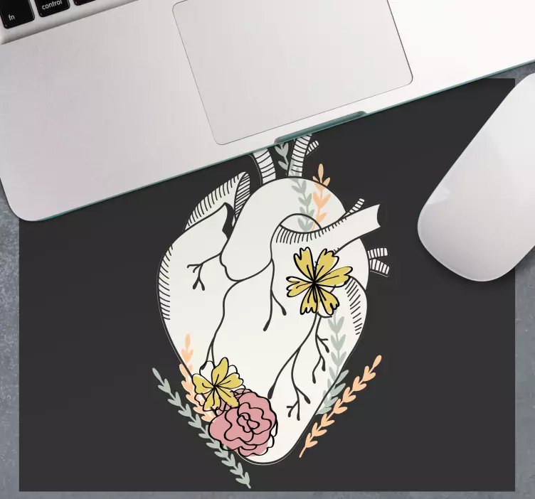 Mauspad originell anatomisches herz floral - TenStickers