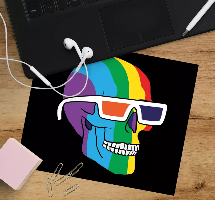 Mauspad originell bunte totenkopfbrille - TenStickers