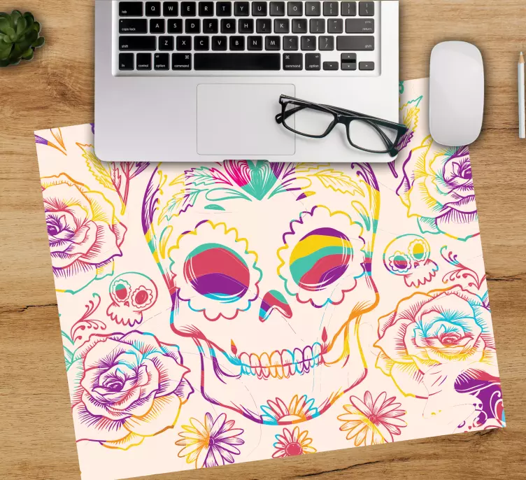 Mauspad originell bunter blumen-skull - TenStickers