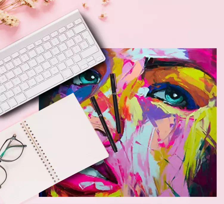 Mauspad originell mit buntem frauenporträt - TenStickers