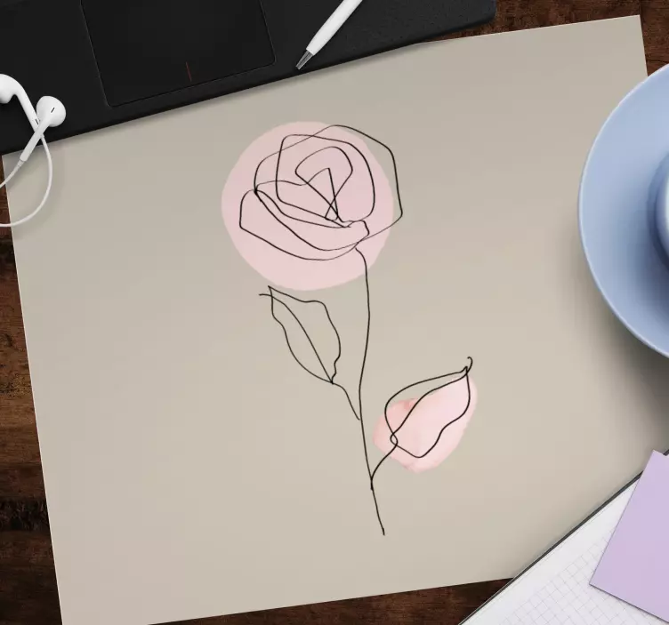 Mauspad originell mit minimalistischer blumenoutline - TenStickers