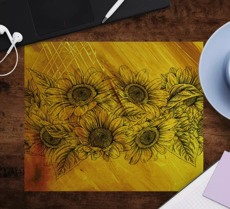 Mauspad originell mit sonnenblumenmuster - TenStickers