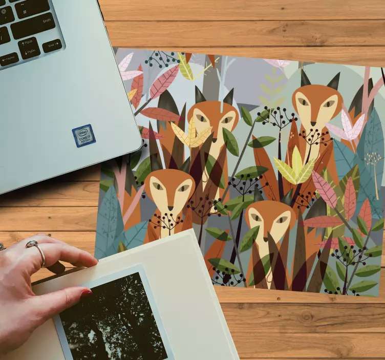 Mauspad originell mit verspieltem fuchs-trio - TenStickers