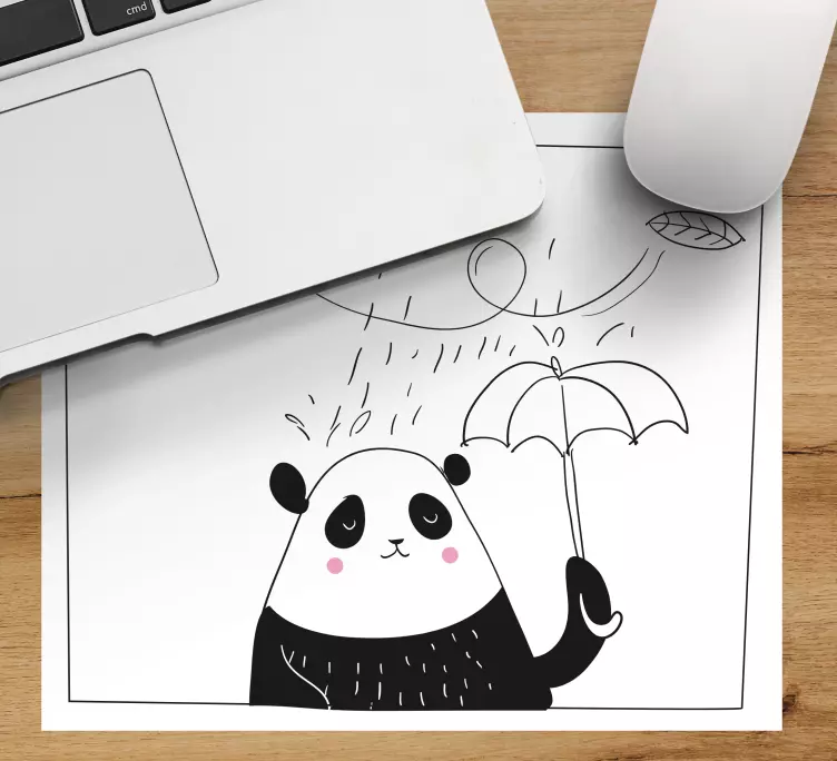 Mauspad originell mit verspieltem panda unter regenschirm - TenStickers