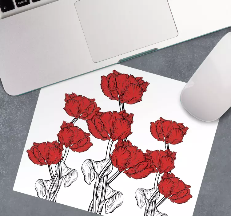 Mauspad originell rotes tulpenarrangement - TenStickers