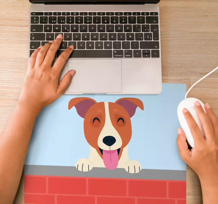 Mauspad originell verspielter hund schaut hervor - TenStickers