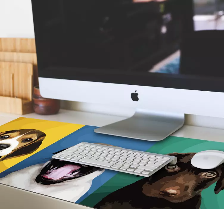 Mauspad originell verspieltes hundetrio - TenStickers