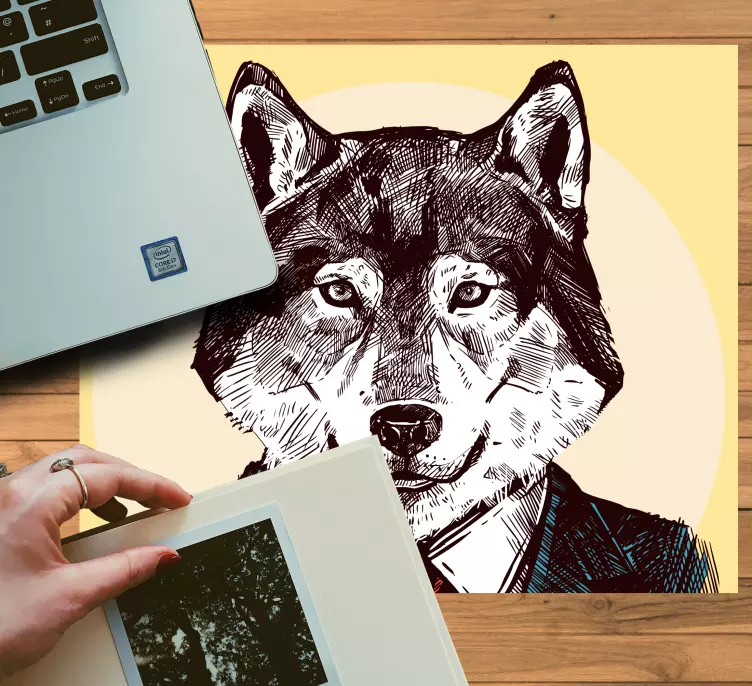 Mauspad originell wolf porträt dapper - TenStickers