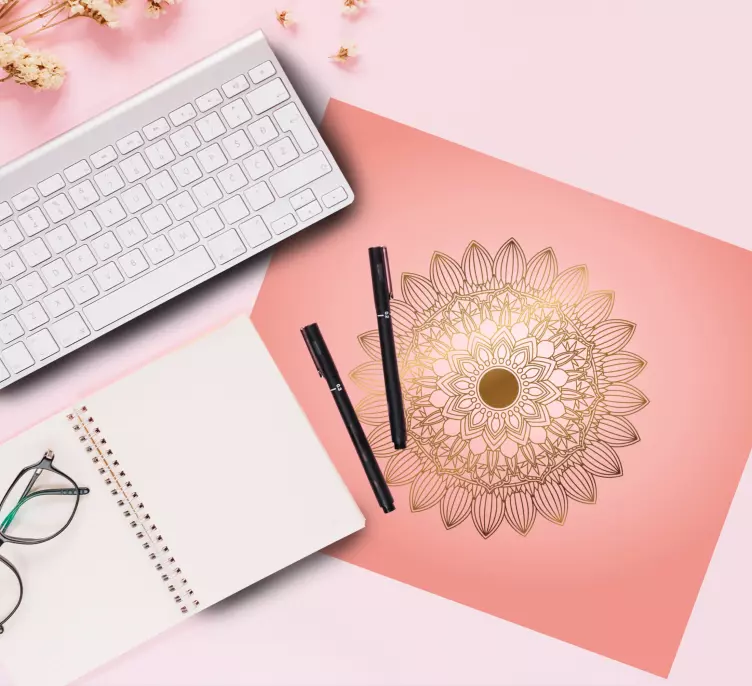Mauspad Muster Rosa und goldenes mandala - TenStickers