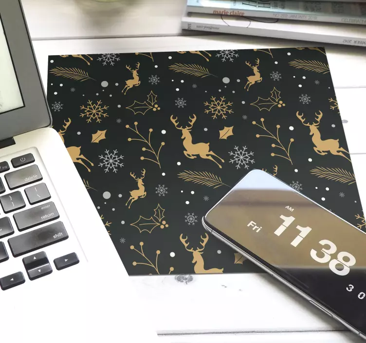 Mousepad Weihnachten elegante goldene rentiere - TenStickers