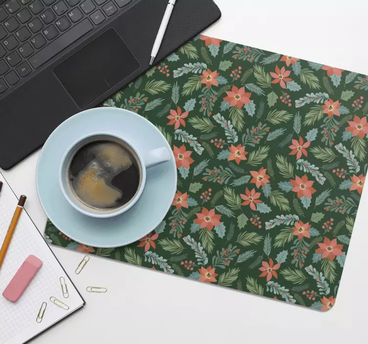 Mousepad weihnachten mit floralem feiertagsmotiv - TenStickers