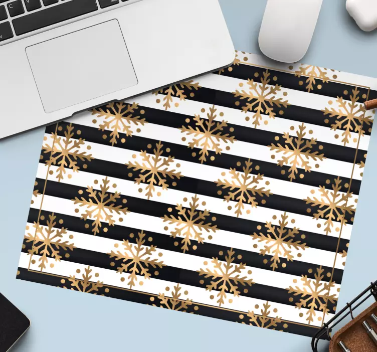 Mousepad weihnachten mit goldenem schneeflockenmuster - TenStickers