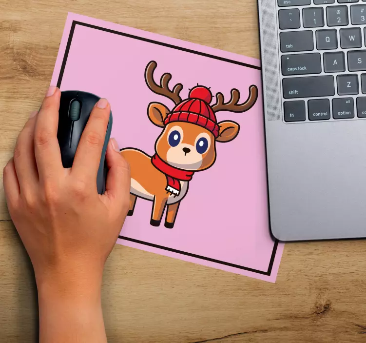 Mousepad weihnachten mit niedlichem rentier charakter - TenStickers