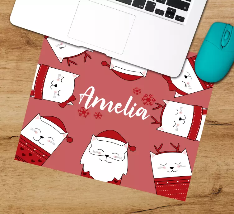 Mousepad weihnachten mit süßen katzenköpfen - TenStickers