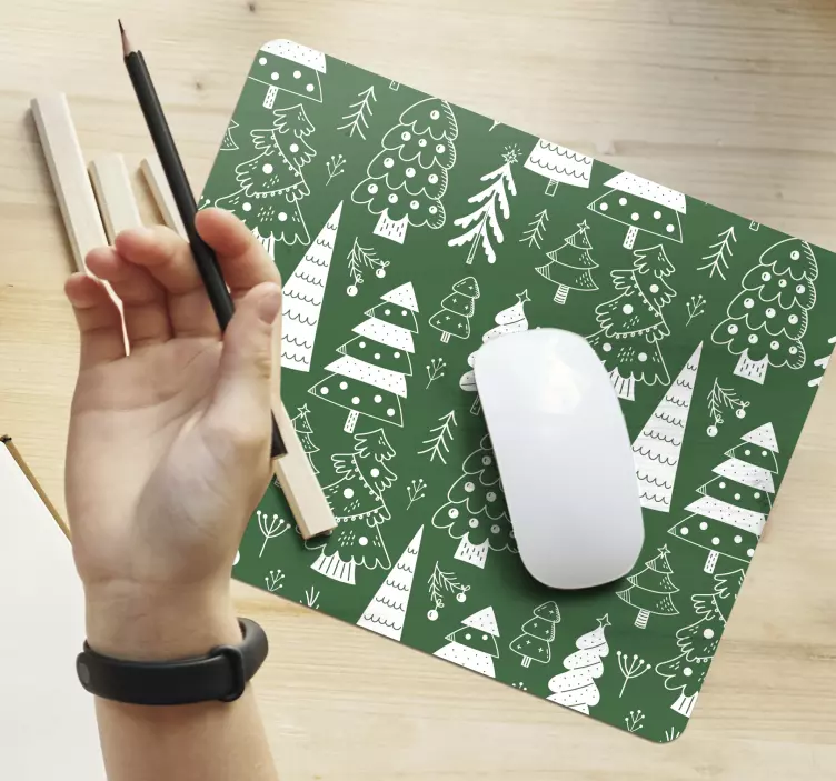 Mousepad weihnachten mit verspielten weihnachtsbäumen - TenStickers