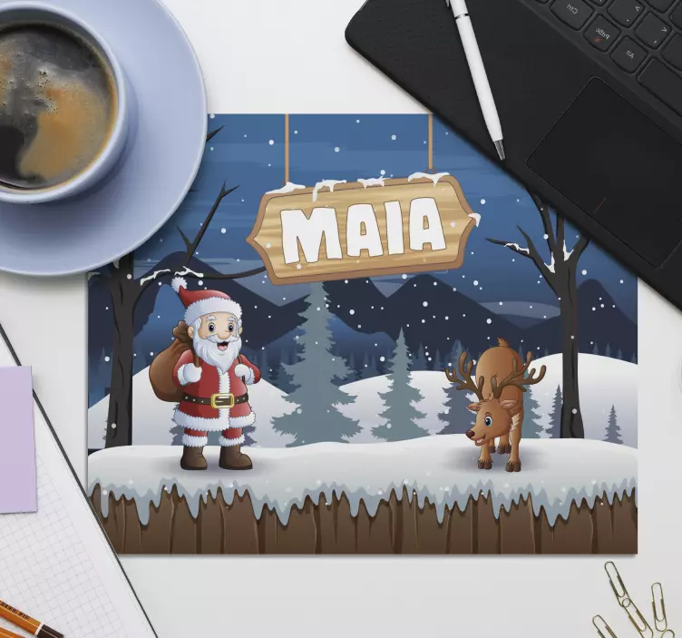 Mousepad weihnachten weihnachtsmann mit rentieren - TenStickers