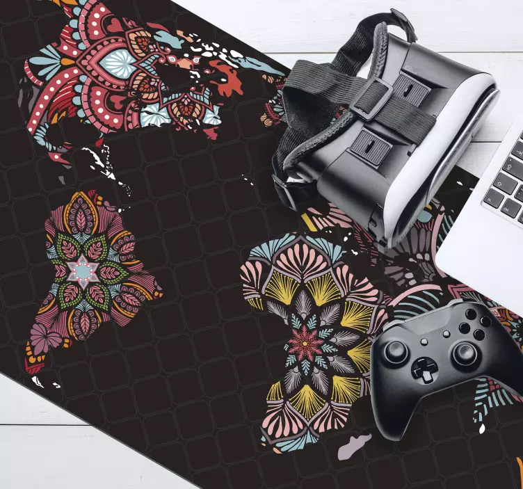 Mousepad weltkarte mit bunten weltmustern - TenStickers