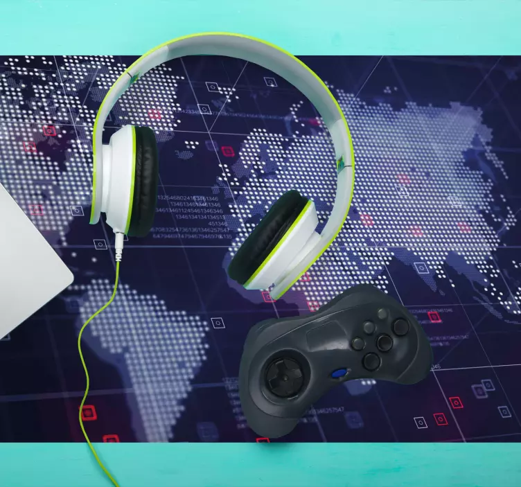 Mousepad weltkarte mit interaktiven koordinaten - TenStickers