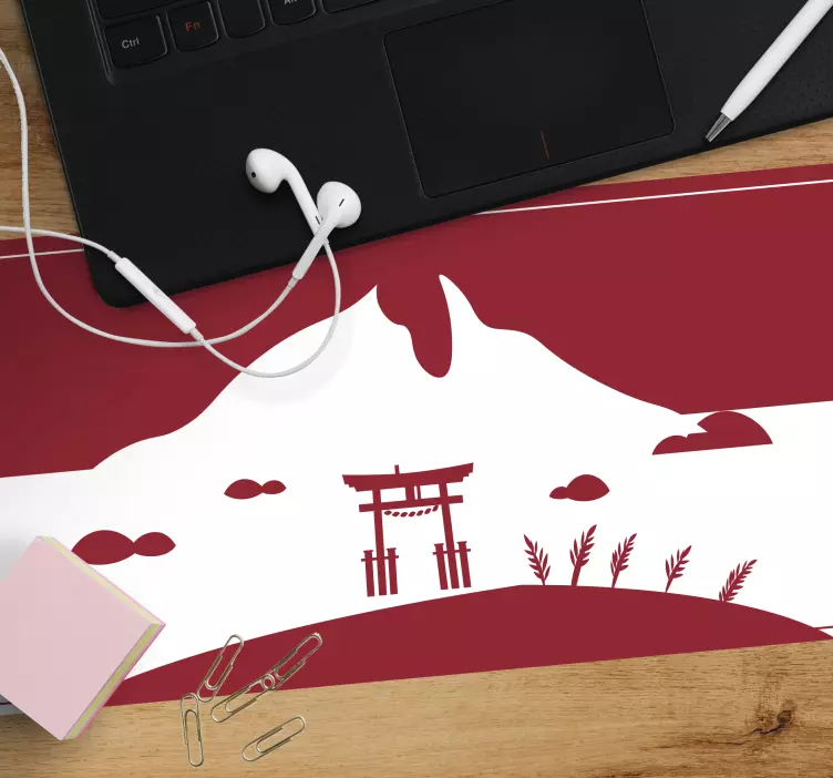 Mousepad weltkarte mit japanischem torii tor - TenStickers