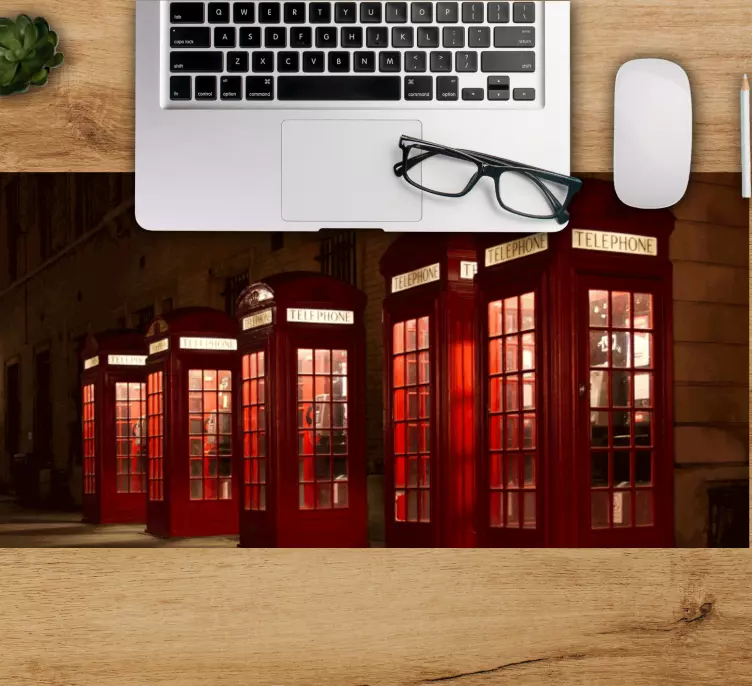 Mousepad weltkarte mit roten telefonzellen - TenStickers
