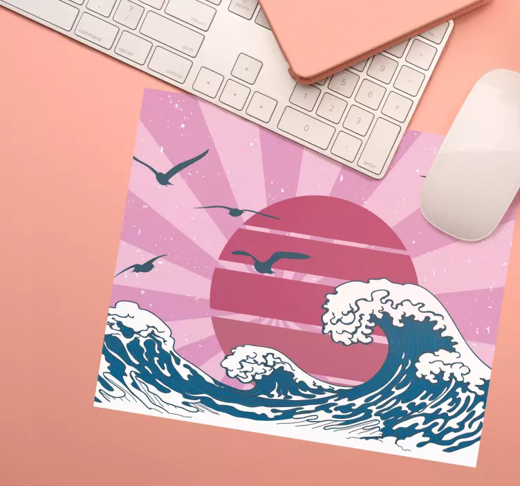 Mousepad weltkarte mit stilisierter ozeanszene - TenStickers